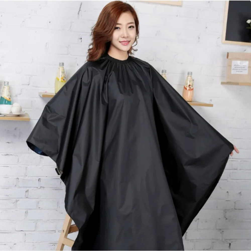

Black Hairdressing Coat Anti-fouling Neckline Hairdress Gown with Buckle Haircut Cloth for Barbershop Styling Capes
