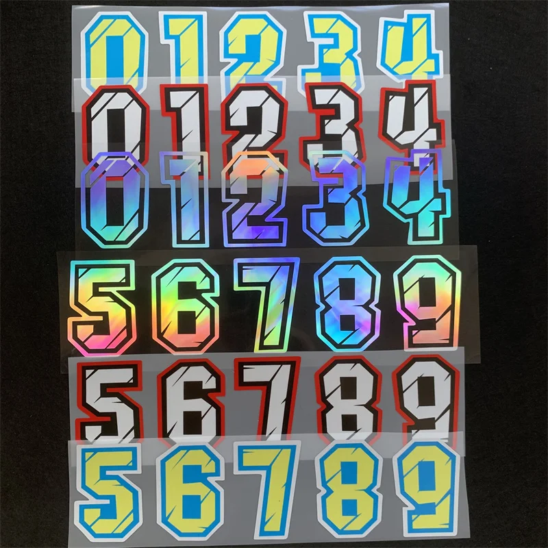 Racing Numbers Stickers  Decorative Paster Motorcycle Head Stickers DIY Refit Reflective Waterproof Sticker 0123456789 Decals