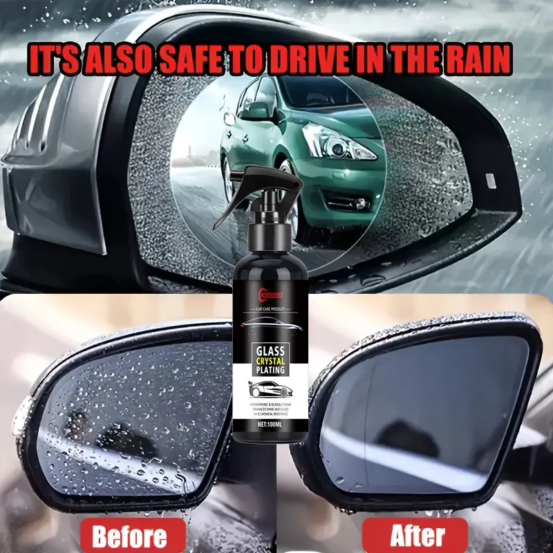 بخاخ طلاء زجاجي نانو - رذاذ طلاء الشمع الكريستالي للعناية بزجاج السيارات، تركيبة مسعرة متقدمة، تلميع ومشرق #4