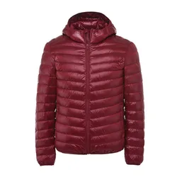 New Fashion Boutique Solid Color Warm Mens Casual Hooded White Duck Down Jacket / Thin and Light Men's Down Coats