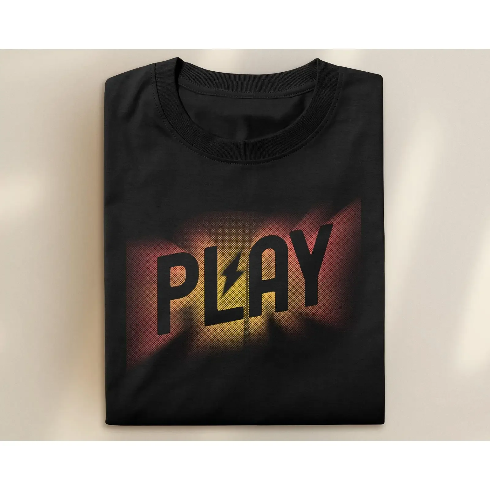 PLAY Lightning Bolt T-Shirt, Vintage-Design, Original, für Musiker, Gitarristen, Schlagzeuger und Musikliebhaber, Vintage-Look, gewaschen, Unisex.