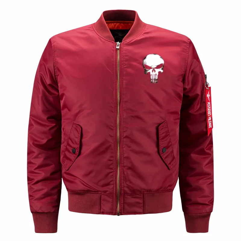 Men\'s Bomber Jacket Skull Outerwear Casual Hip Hop Zipper Coats Windbreaker AM-1 Baseball Uniform Aviator S-8XL Male Clothing