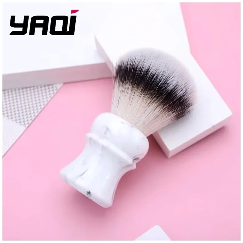 YAQI for Men Travel Size Mens Shavers Brushes Everest 24mm White Marble Synthetic Hair Shaving Brush Best Gift for Men