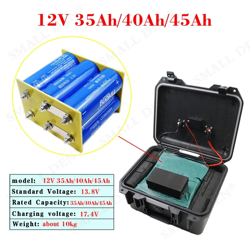 New 12V 35Ah 40Ah 45Ah 66160 Lithium Titanate LTO Battery Yinlong For Electric Boat Car starter Solar camping Portable Suitcase