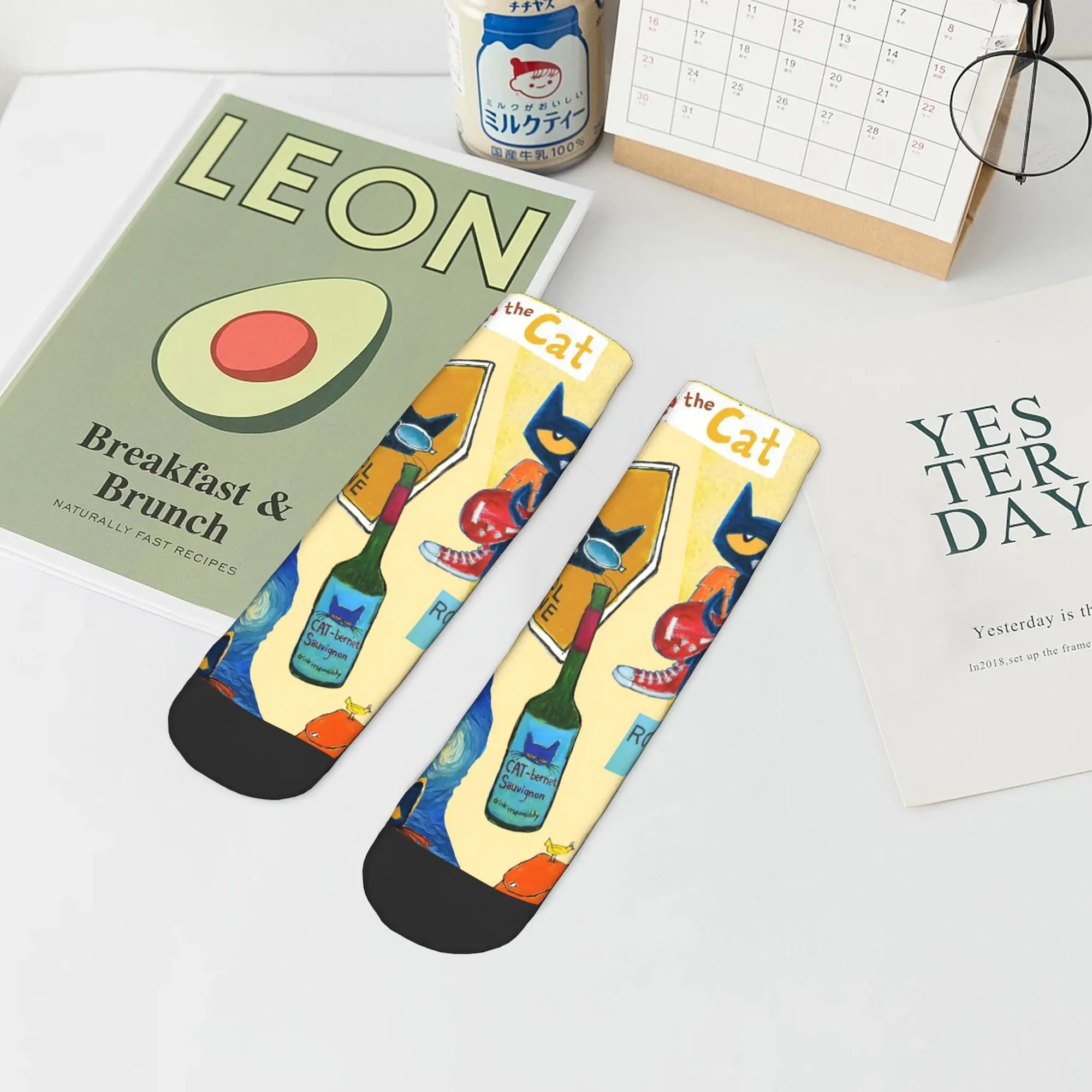 Calcetines Pete The Cat Harajuku Medias de alta calidad Calcetines para todas las estaciones Accesorios para regalos unisex