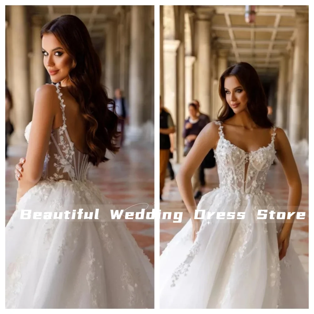 2024 New Elegant Sexy Off Shoulder Sleeveless Fluffy Princess Style Mopping Wedding Dresses  A-Line White Bridal Gowns فساتين سه