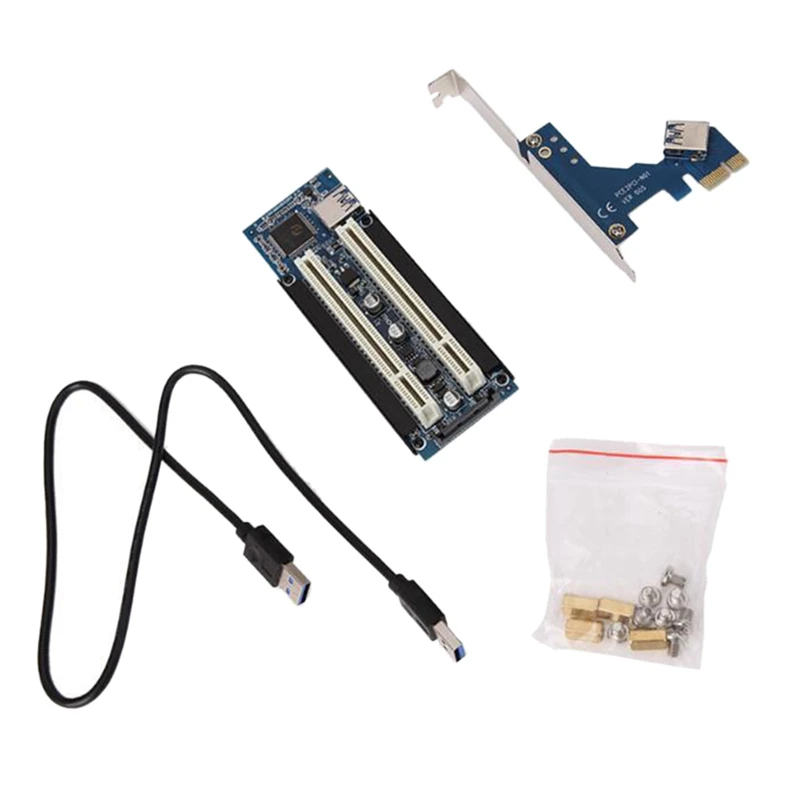 Pci-E Express X1 To Dual Pci Riser Extend Adapter Card With 1M USB3.0 Cable For Win2000/Linux/Xp/Vista/Win7/Win8