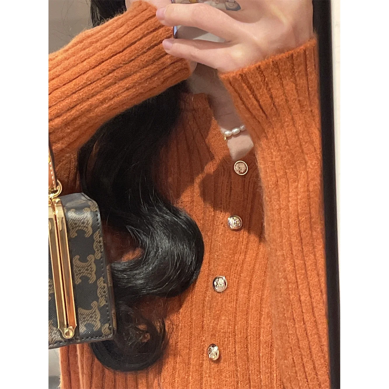 

Классический вязаный кардиган Timel Heavy Work Small Gold Bule, роскошный, с длинными рукавами, цветной, женский трикотаж