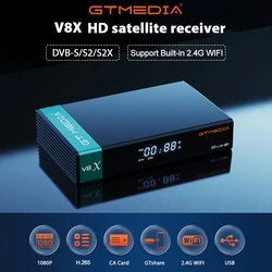 GTMEDIA V8X HD 1080P Satellite Receiver DVB-S/S2/S2X Built-in 2.4G WIFI H.265 Support SAT to Gtplayer TV Receivers Mars V8X