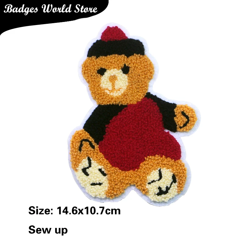 Leuke Animal Bear Kerstman Tijger Chenille Icoon Handdoek Borduren Applique Patch Voor Kleding Diy Ijzer Op Badges Op De rugzak