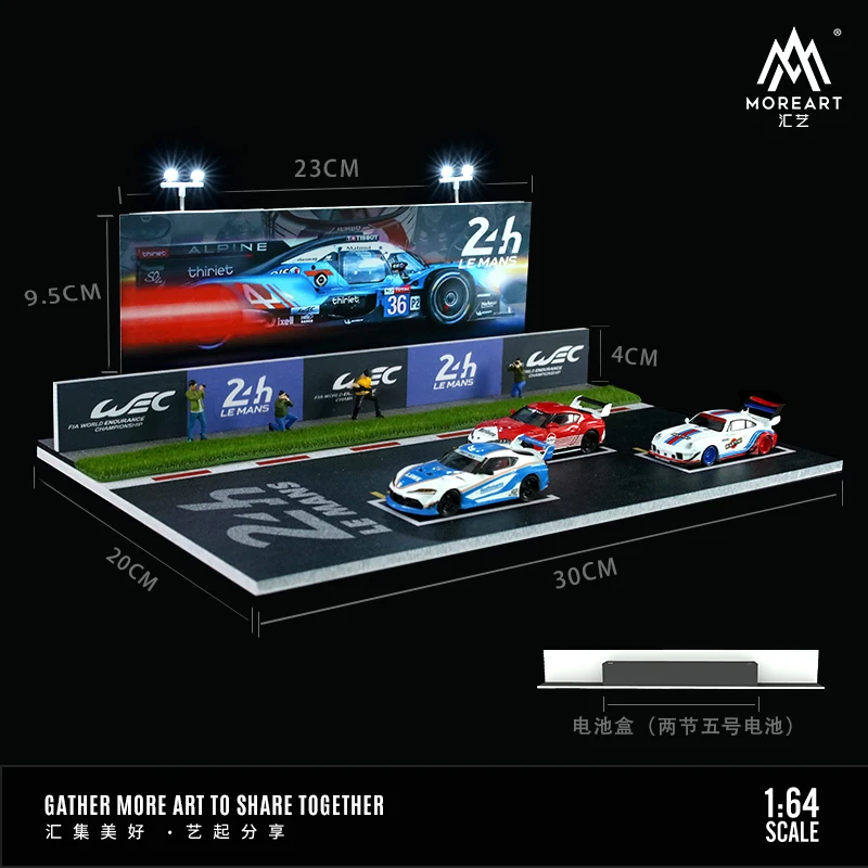 MoreArt1:64 Le Mans 24 Horas Montagem Cena Tempo Micro Iluminação LED, Car Backdrop Cena Display