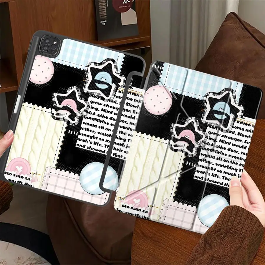 Ins Style Picture Tablet Case For iPad Air 4 5 M3 M2 M4 11inch Pro 2025 Mini 6 7 Pro 11th 10th 9th 8th 7th 12.9inch Holder Cover