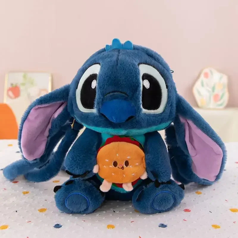 Cartoon 27CM Disney Lilo and Stitch Backpack Plush Toy Anime Stuffed Kawaii Soft Stich Doll Plushie Kids Bag Birthday Xmas Gifts