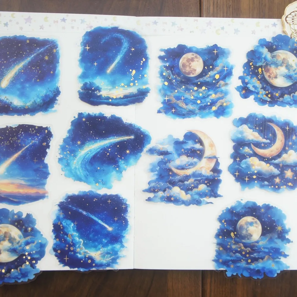 

18pcs Night Meteors and Wishing Bottles PVC Sticker Scrapbooking DIY Gift Packing Label Decoration Tag