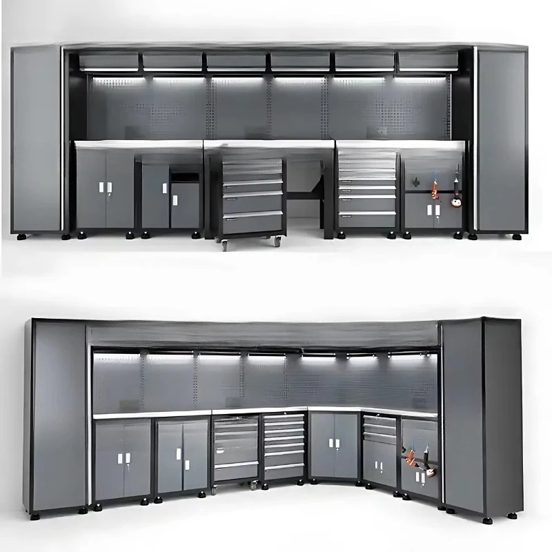 Garage Storage Combination Tool Cabinet Heavy Duty Workshop Metal Workbench Garage Workstation Cabinet