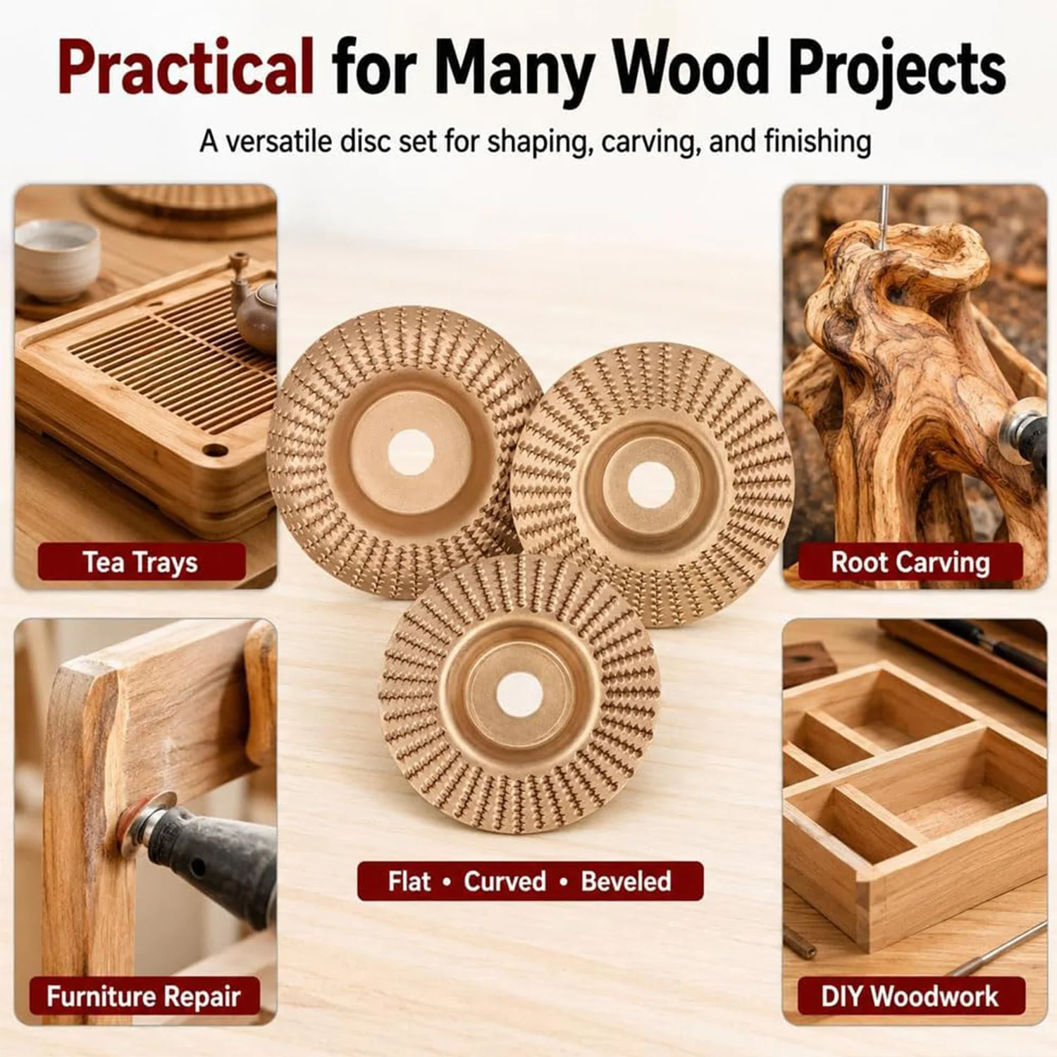 Wheel Versatile Sanding Disc Set Angle Grinder Polishing Pad Woodworking Carving Wheel Polishing Wood Shaping Tool Abrasive Disc view 3