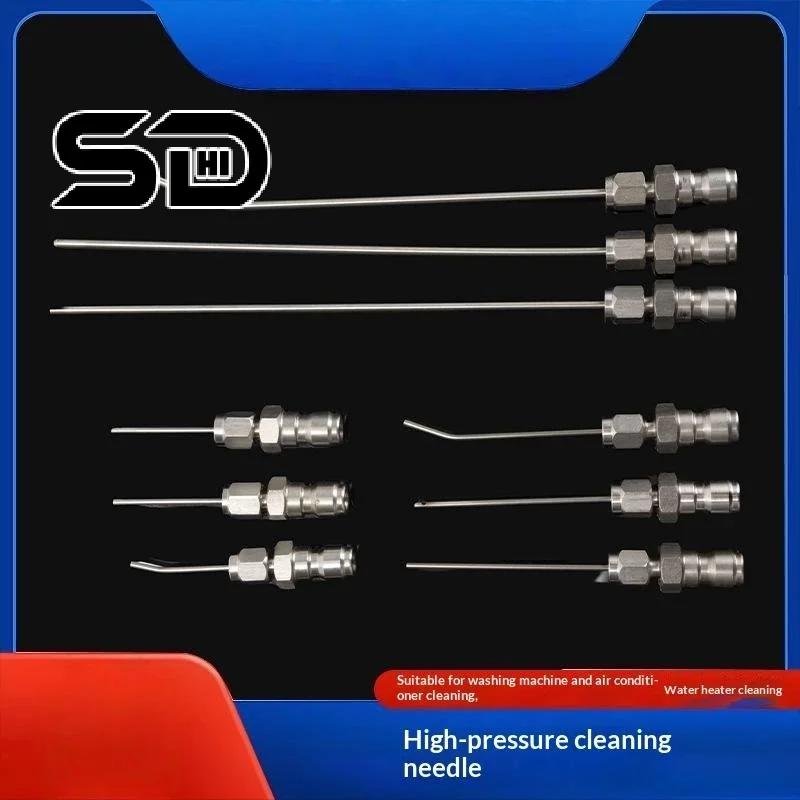 Stainless Steel High Pressure Cleaning Needle Straight Bent Nozzle 1/4 Quick Connector For AC Washing Machine Cleaning