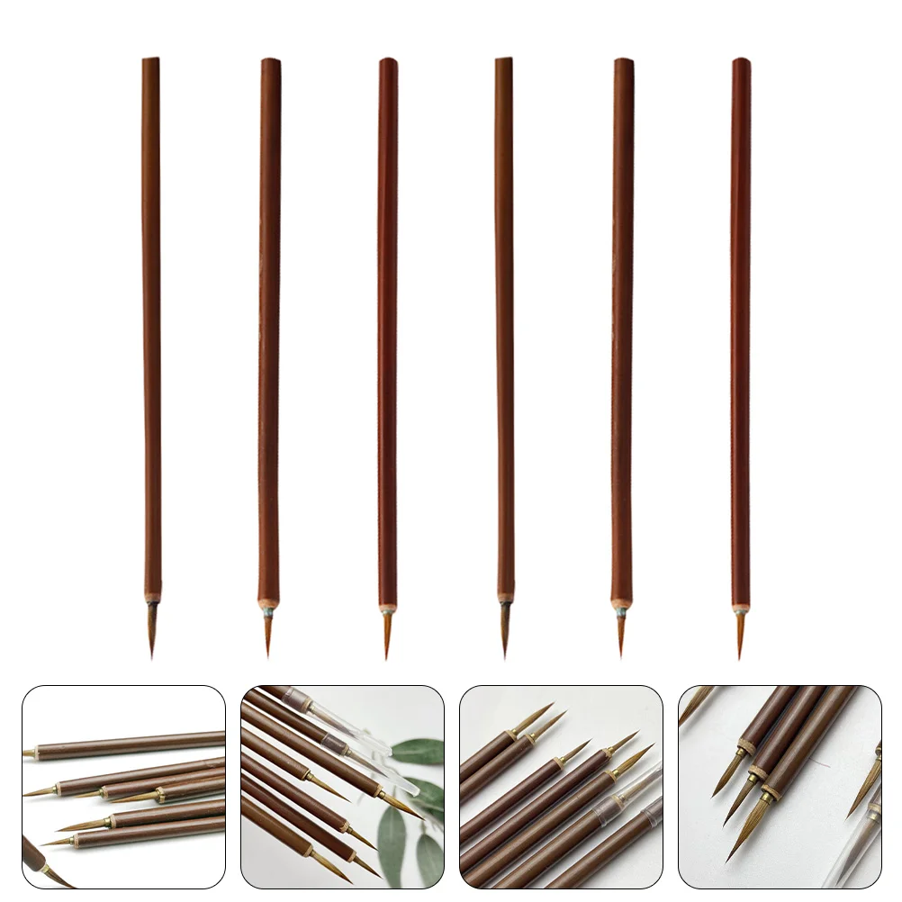 

6 Pcs Canvas Gouache Painting Pen Brush Calligraphy Artistic Watercolor Student