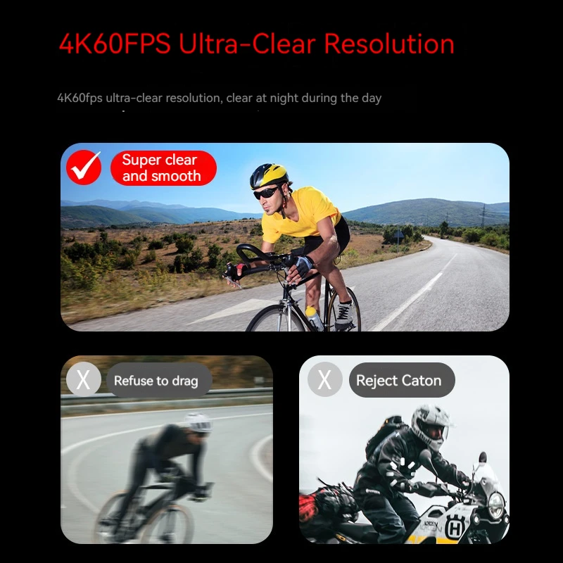 4K waterproof sports camera WIFI remote control camera dual color screen cycling helmet outdoor camera