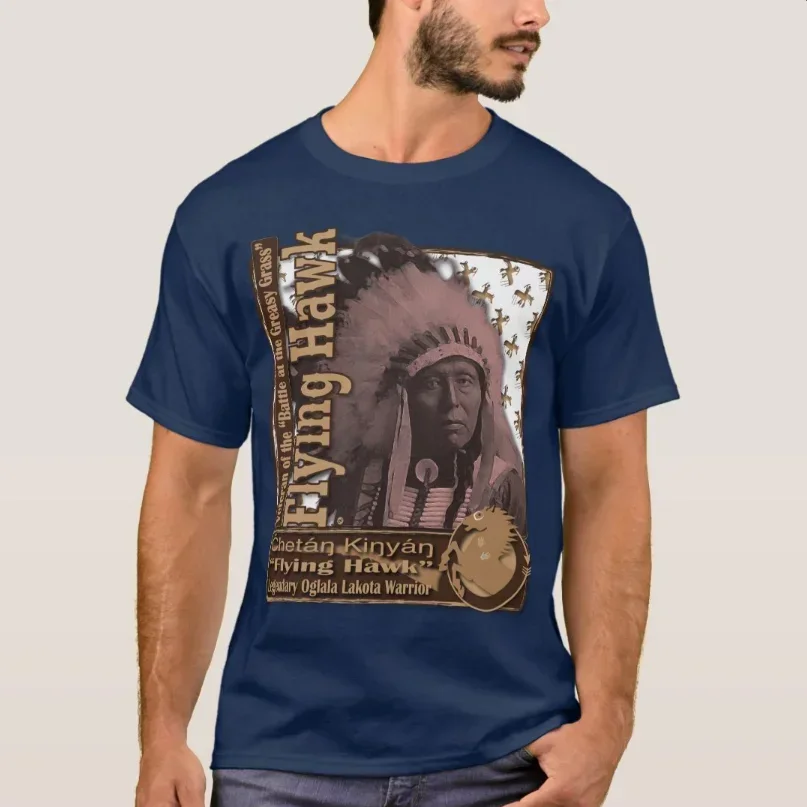 Flying Hawk Oglala Lakota Warrior T Shirt Short Sleeve Casual 100% Cotton O-Neck Mens T-shirt Size S-3XL
