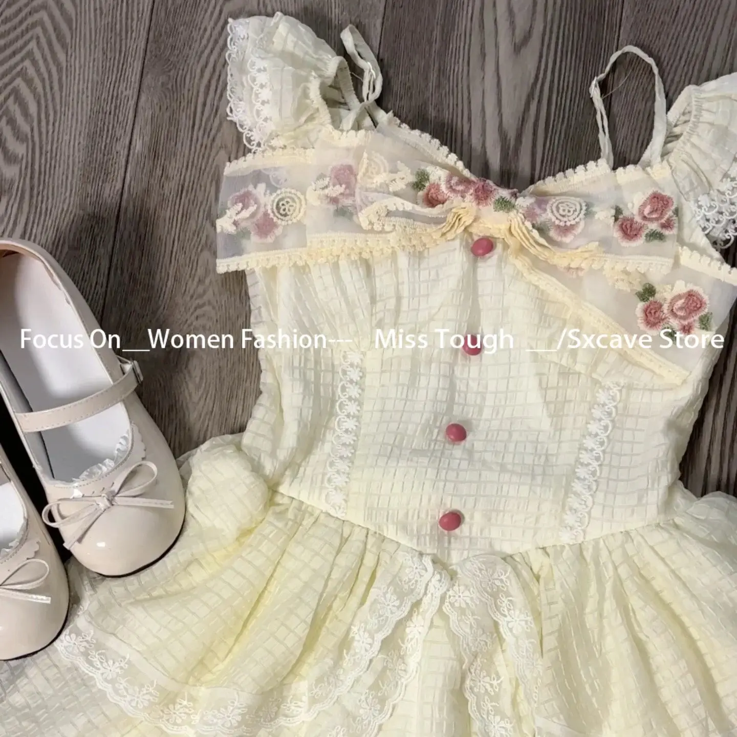 Summer Japanese Kawaii Sleeveless Dress Women Casual Y2k Clothing 2000s American Vintage Lace Mini Dress Outwear Korean Fashion