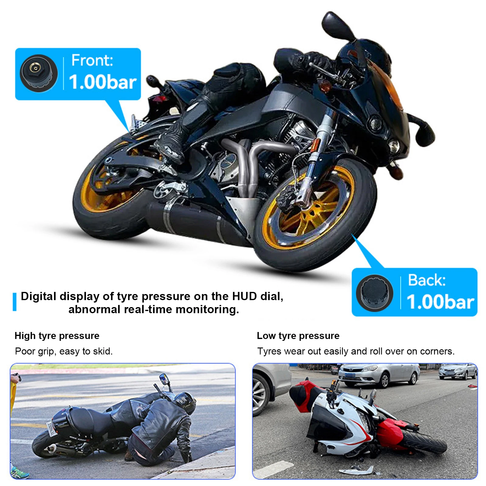 

6.25 Inch 1000nit External Portable Motorcycle Screen IPX7 Waterproof Motorcycle CarPlay Android Auto Tire Pressure Detection