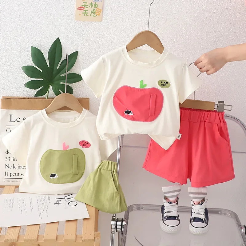

New Summer Baby Clothes Suit Children Short Sleeved T-Shirt Shorts 2Pcs/Set Kids Girls Clothing Set Infant Casual Sports Costume