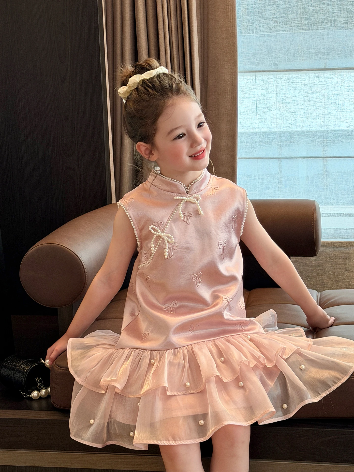 robe-traditionnelle-chinoise-pour-filles-vetements-d'ete-sans-manches-taille-haute-tissu-doux-et-confortable-avec-nœud