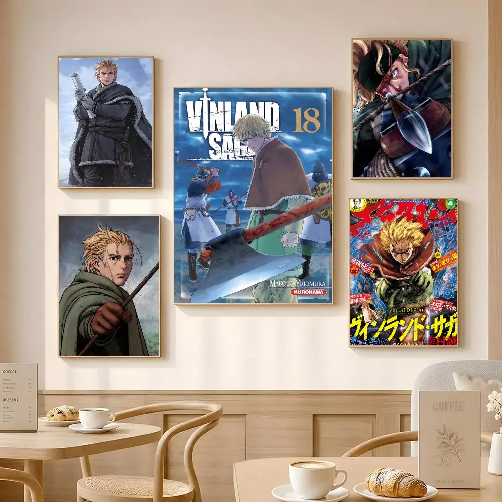 Anime Vinland Saga Poster Poster Self-adhesive Art Waterproof Paper Sticker Coffee House Bar Room Wall Decor