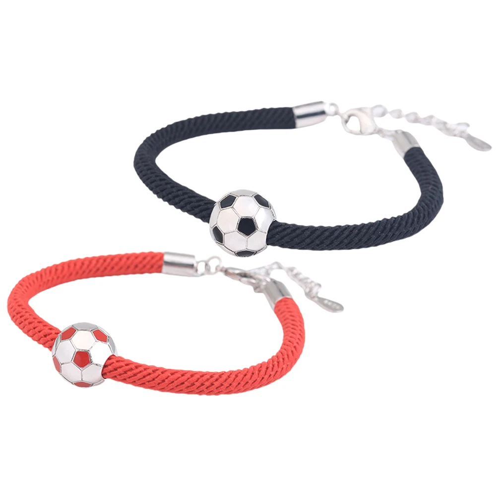 

2pcs Football Bracelet Soccer Themed Sports Style Lightweight Portable Couple Set Men Women Wrist Accessories