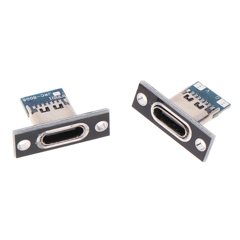 Digh Kwaliteit Usb Type C Socket Met Schroefbevestigingsplaat Type-C Socket Connector Type-C 2pin Female Connector Jack Oplaadpoort