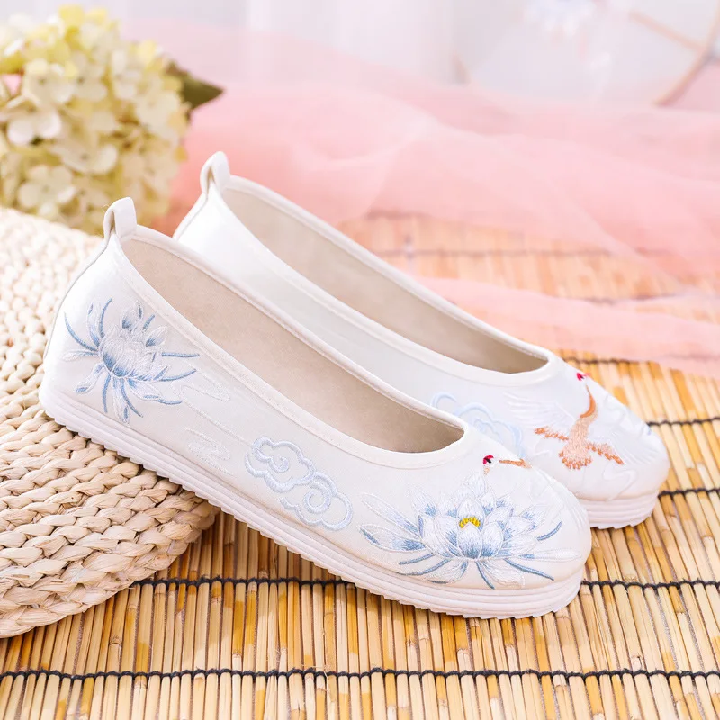 CY346 Autumn New Style Hanfu Shoes Flat Tie Up Cocking Ancient Dress with Student Shoe Bow