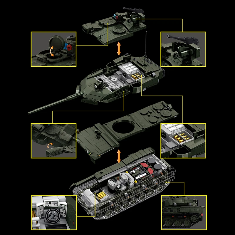 2306PCS Luipaard 2A8 Tank Bouwstenen Militaire Model Ornamenten Montage Gepantserde Voertuig Bricks Speelgoed Kit Jongens Kinderen Volwassen Geschenken