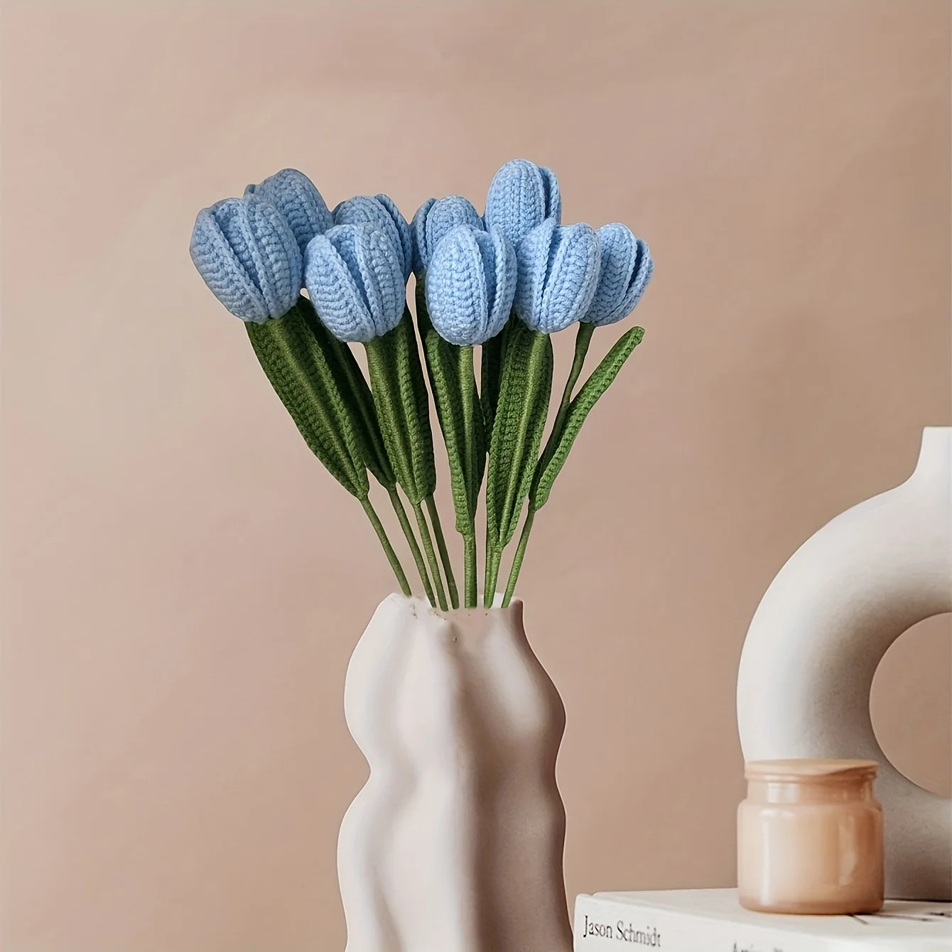 4pcs hand crocheted tulips - Multicolor selection simulated flowers durable yarn home office wedding decoration, Mother's Day Va