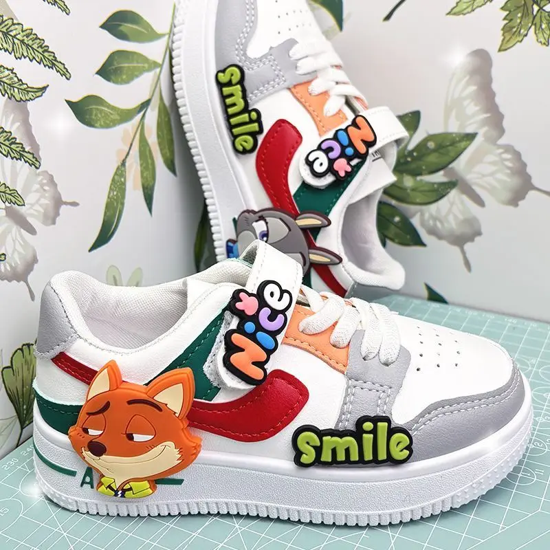

Spring New Sports Shoes for Primary School Boys and Girls Board Shoes Breathable and Non-slip Crazy Animal City Cartoon Shoes
