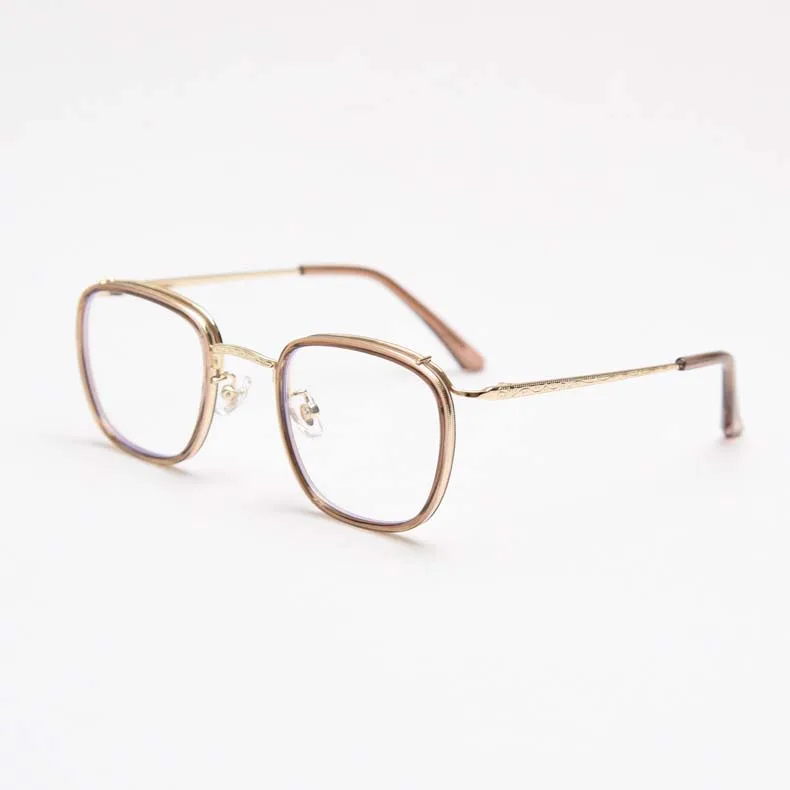 Retro-Brillengestelle für Herren, Vintage-Optik, Metallrahmen, Leopardenmuster, Kurzsichtigkeitsrahmen für Männer, klassische Brille, Herren-Lesebrille 55137