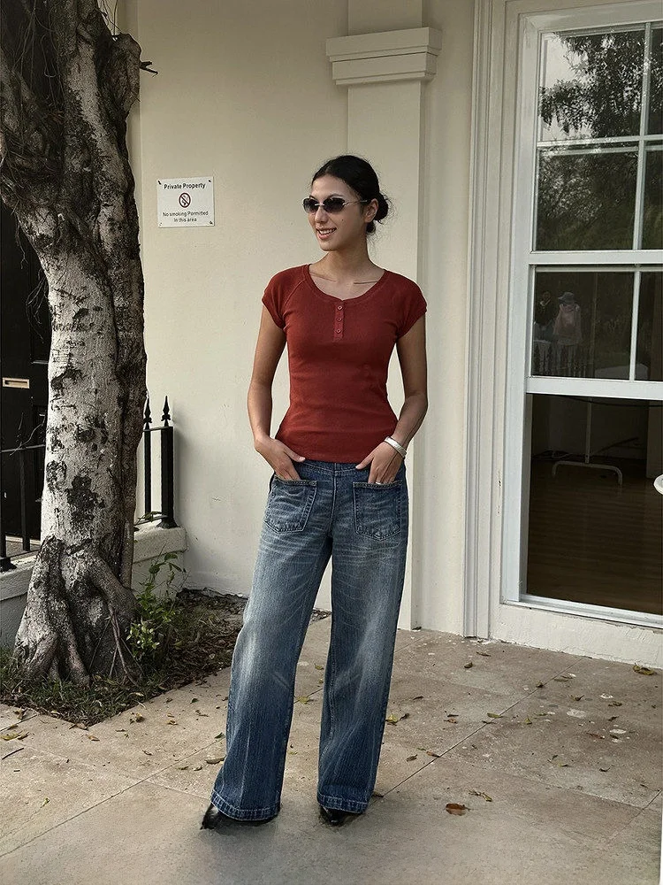 Vaqueros azules de cintura alta y corte holgado para mujer, novedad de verano, estilo casual GOGO BURN, pantalones adelgazantes de talla grande