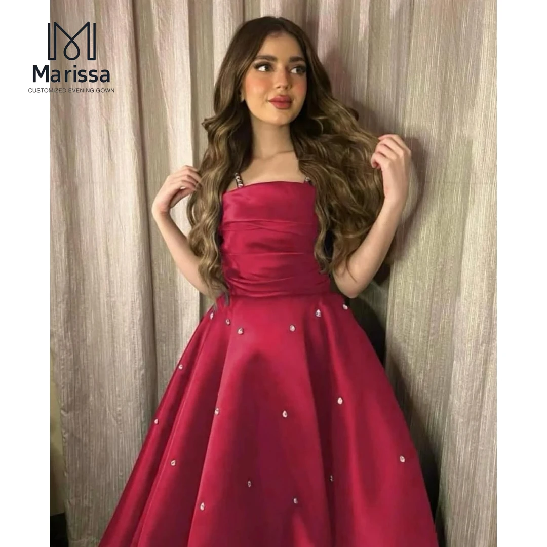 

Marissa Elegant Prom Dresses 2025 Beach Skirt Red Satin Evening Gown Custom Made Bespoke Occasion Dresses for Luxury Party Dress