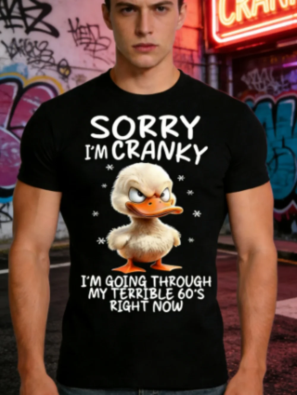 

Мужская футболка с забавным 3D-принтом в виде утки, игривый дизайн с животными, летняя уличная мода, круглый вырез, короткий рукав, одежда в стиле Y2K для мужчин