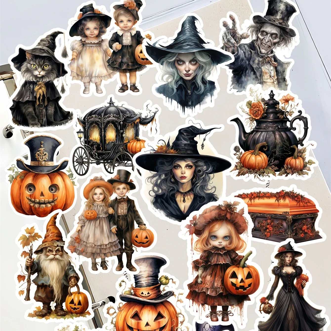 

18pcs Cute Halloween Witch Pumpkin Book Stickers Diary Photo Album Mobile Phone Shell Collage Material Journal Scrapbooking