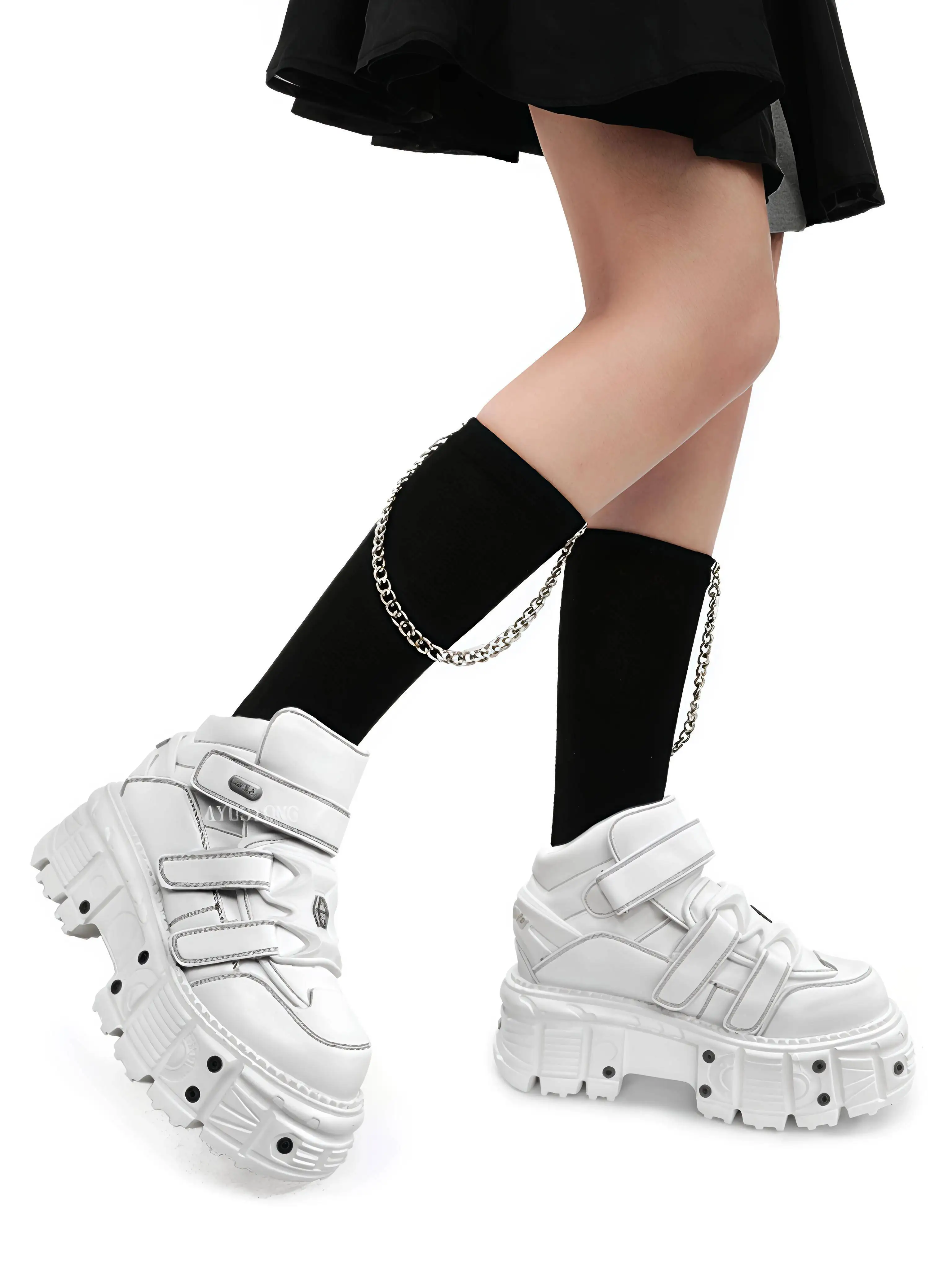 Spanish Rock Retro Punk Metal Muffin Leather Women Heightened Dark Platform Dad Casual Couple Men Shoes 8 Cm view 5