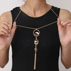 Fashion Geometric Chain Tassels Pendant Necklace for Women Accessories New Trendy Long Necklaces Daily Party Prom Jewelry Gift