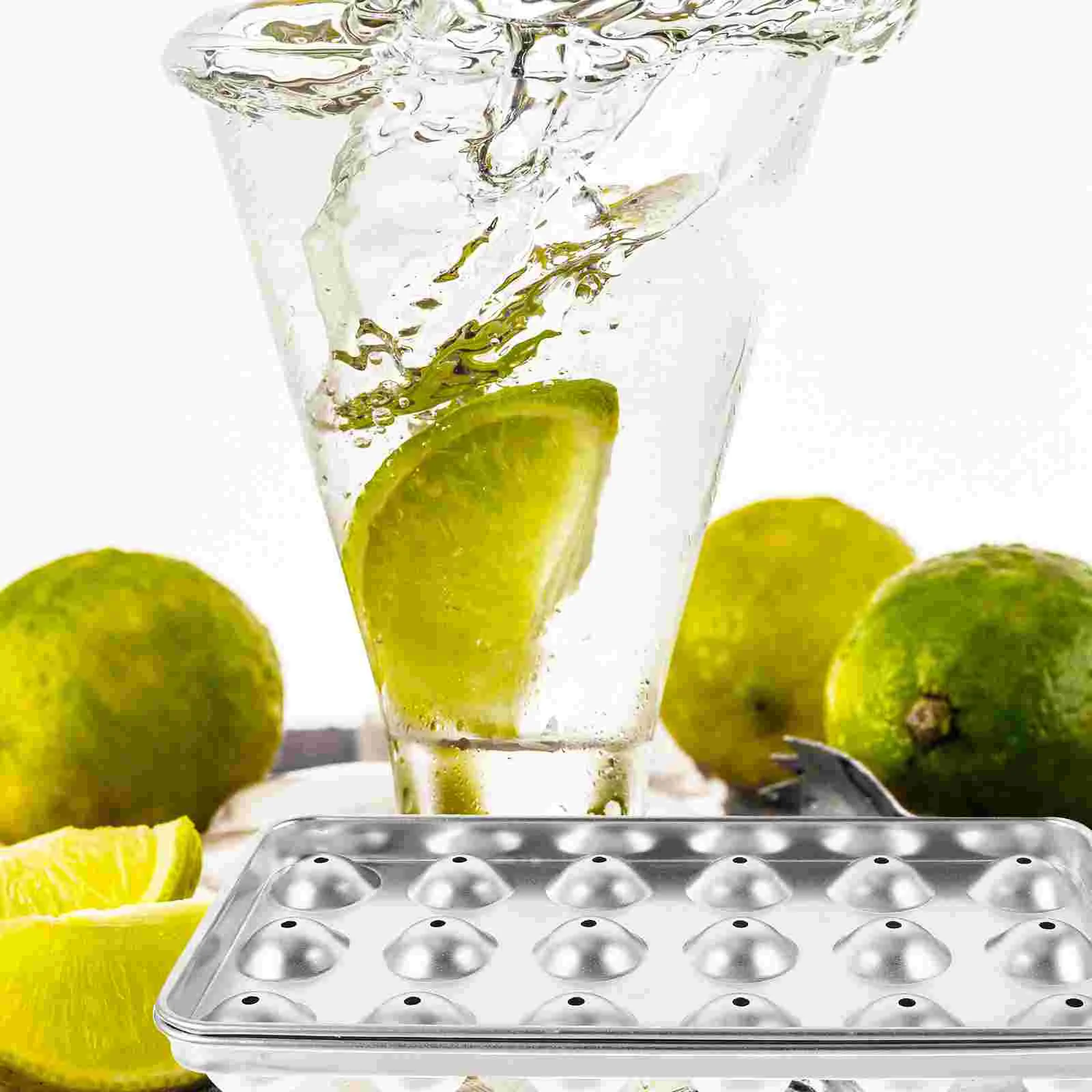 Eismaschine Form Kreative Runde Kugel Praktische Würfel Maker Haushalt Machen DIY Silber Geformte Tablett mit Abdeckung