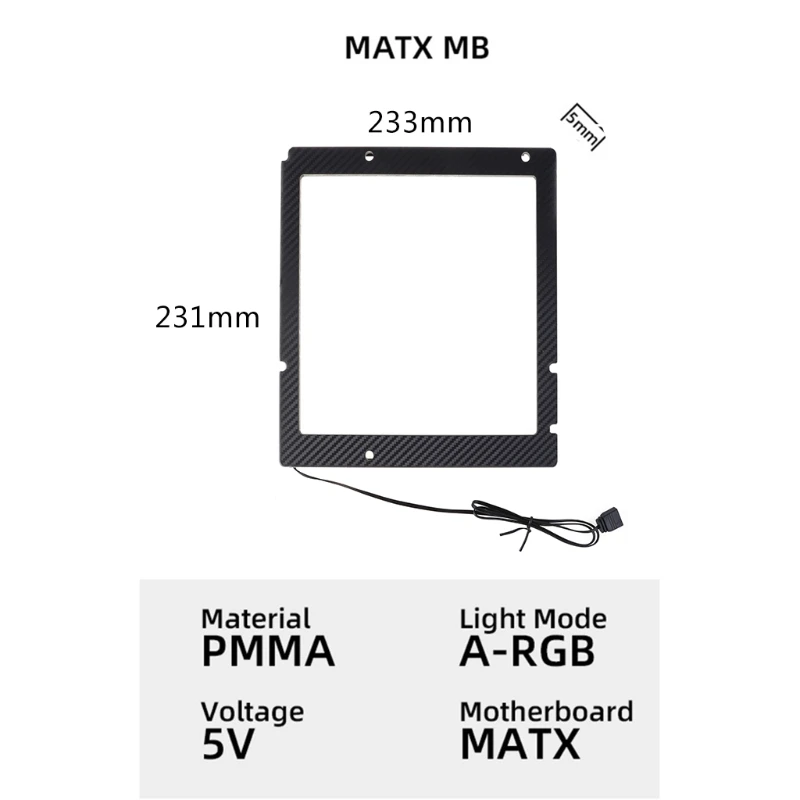 066A 마더 보드 RGB 백플레이트 발광 백 플레인 5V 3 핀 ARGB 데스크탑 장식 램프 StripATX/MATX/ITX A-RGB 프레임