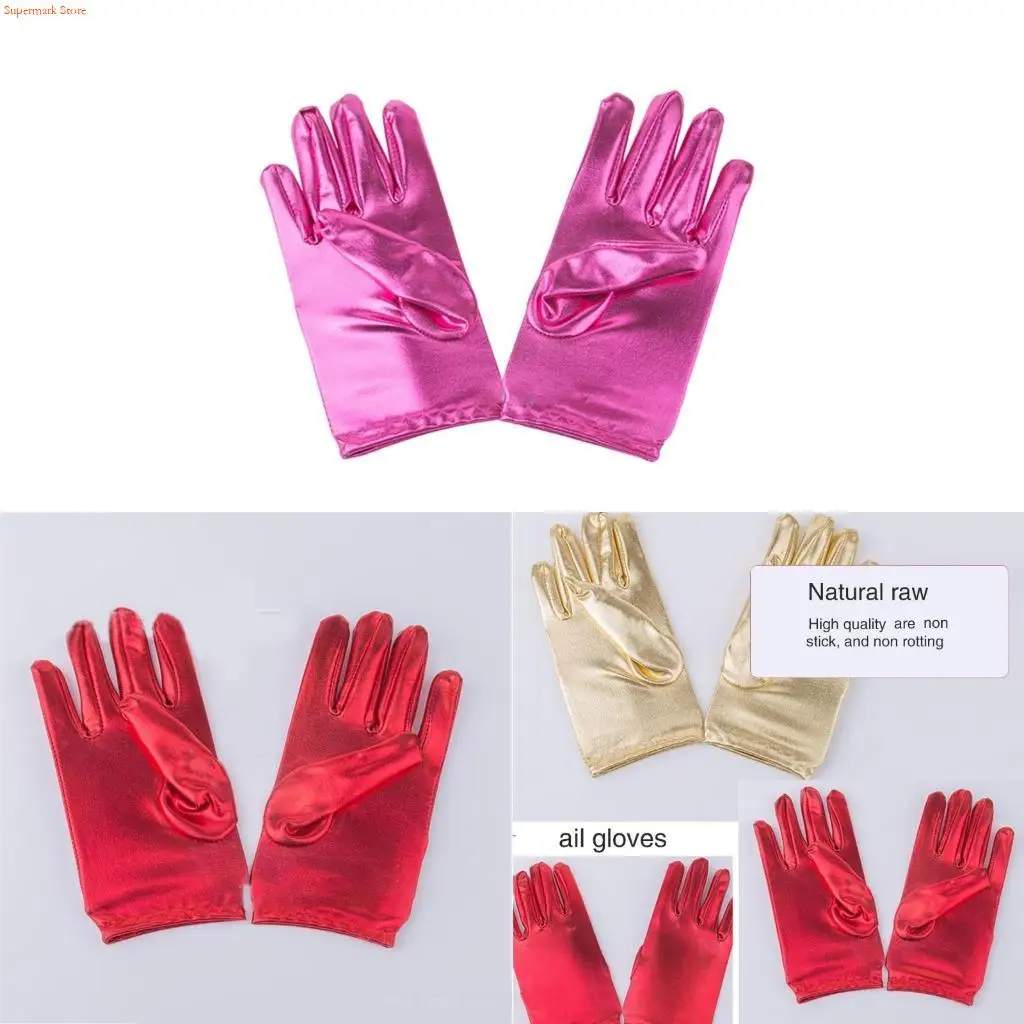 

Q5WE лакированные кожаные перчатки для детей, праздничные перчатки, короткие перчатки, мерцающая форма, варежки, перчатки для на