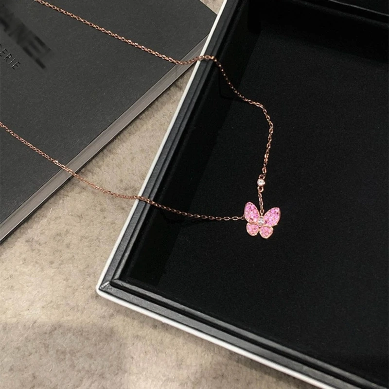 Simple Flower Pendant Necklace Butterfly Collar Chain Necklaces Choker Fashion Y2K Jewelry Temperament Clavicle Chains