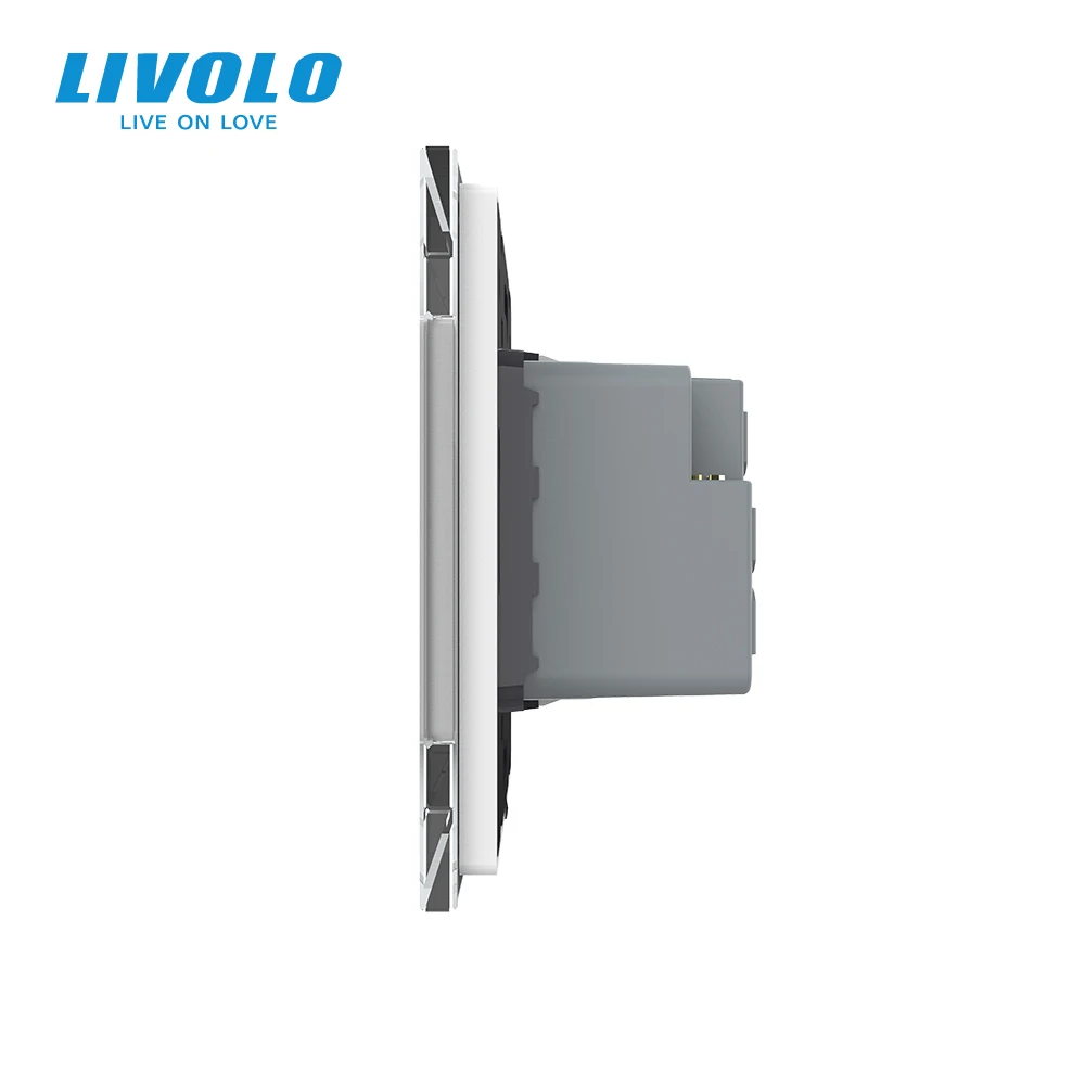 Livolo Switzerland Power Socket, Crystal Glass Panel, AC110~250V 13A Double Wall Outlets C7C2CH-11/12