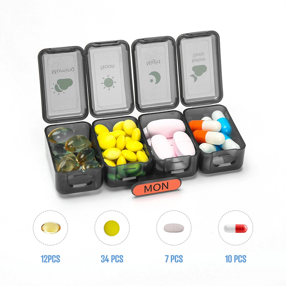 1 قطعة منظم حبوب منع الحمل 4 مرات في اليوم منظم حبوب منع الحمل مع درج مصممة صندوق حبوب منع الحمل الكبير علبة حبوب السفر صندوق دواء 7 أيام #5
