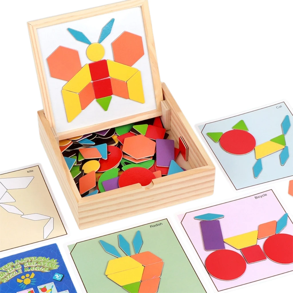 

Wooden Magnetic Building Block Puzzle Set, Versatile Picture Assembly, Shape and Color Recognition, Educational Toys, Suitable as Birthday and Christmas Gifts for Boys and Girls