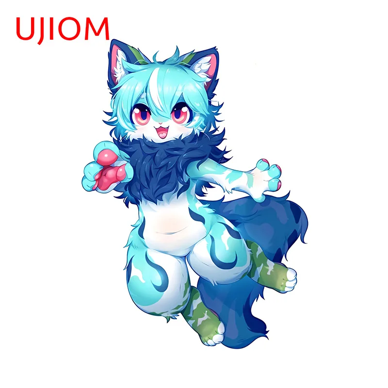 UJIOM 13cm X 8.7cm Cute Furry Wolf Wall Stickers Amazing Creative Kids Room Wallpapers Decals Cartoon Animals Room Decor